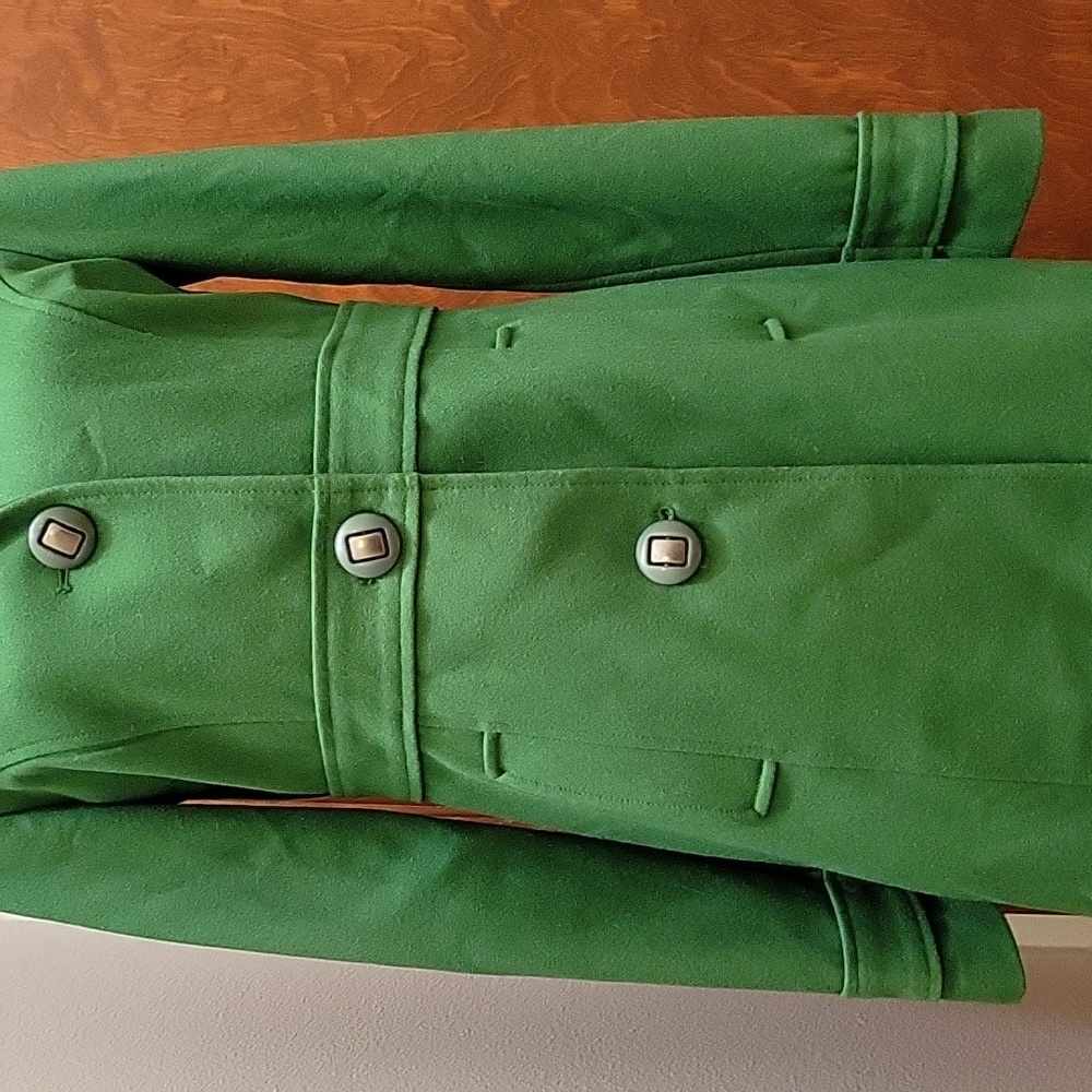 Anthropologie Green Wool-Blend Pea Coat - Picture 3 of 14